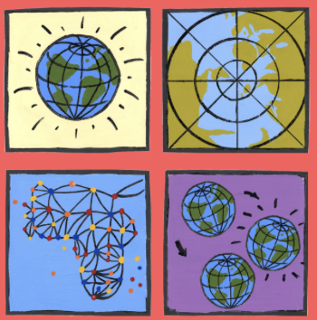 Four illustrated mathematical artworks from People of Mathematics